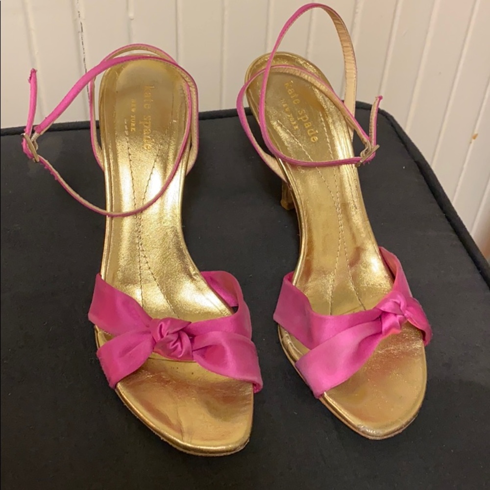 Kate spade pink and gold satin sandals size 8 1/2